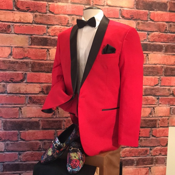 Raphael Red black Tuxedo Coat - Picture 13 of 17